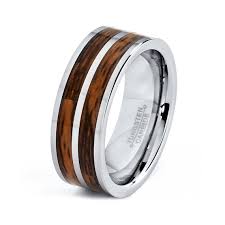 Men's or Women's Tungsten Ring with Double Wood Inlay #203
